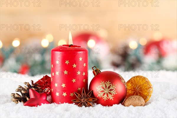Christmas card Card with candle for Christmas decoration Christmas decoration for the Advent season Christmas time with copy space Copyspace in Stuttgart
