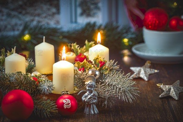 Advent wreath in front of window