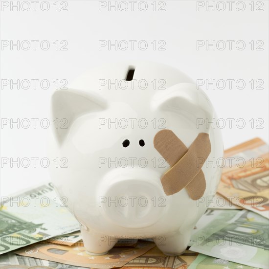 Broken piggy bank close up