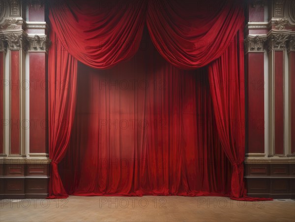 Theatre stage with curtain in a nostalgic theatre