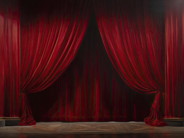 Theatre stage with curtain in a nostalgic theatre