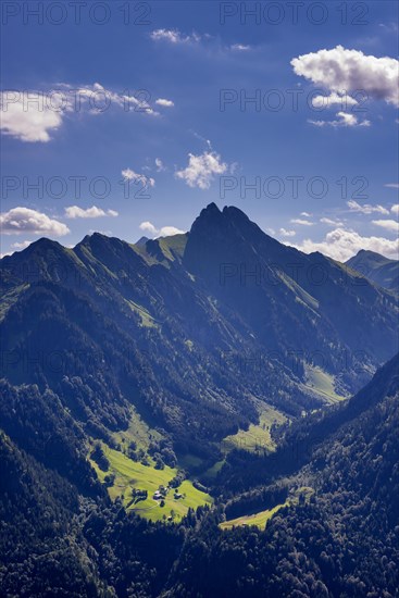 View from Himmelschrofen into the Dietersbach valley with Gerstruben