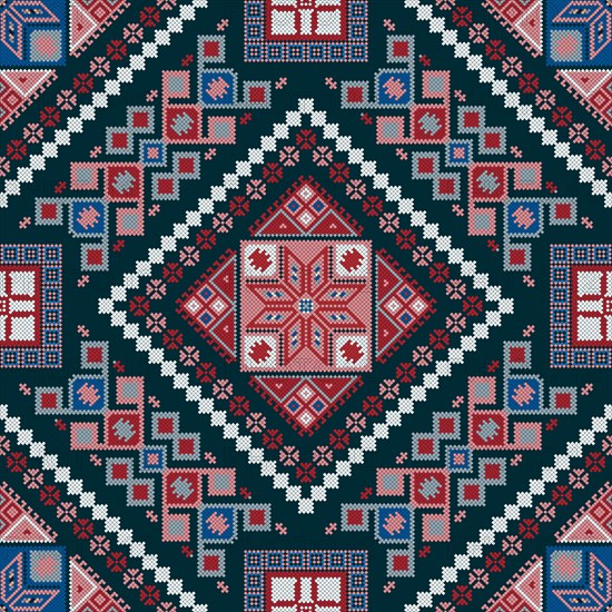 Traditional Georgian folk art embroidery vector pattern