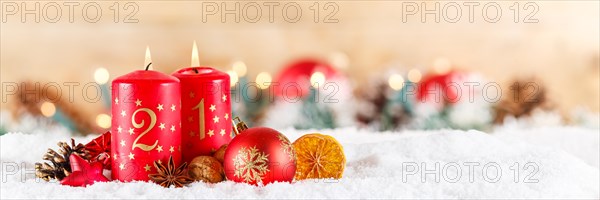 Second 2nd Advent with candle Christmas decoration Christmas decoration Christmas card for Christmas time Banner with text free space Copyspace in Stuttgart