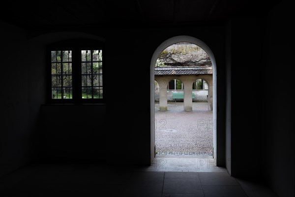 Door and Window Entrance with to a Patio with a Bench in Schaffhausen