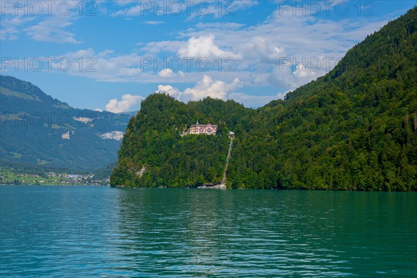 The Historical Grandhotel Giessbach on the Mountain Side on Lake Brienz in Bernese Oberland