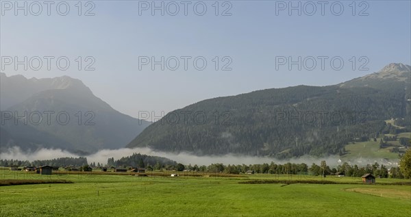 Morning fog on the Wetterstein mountains