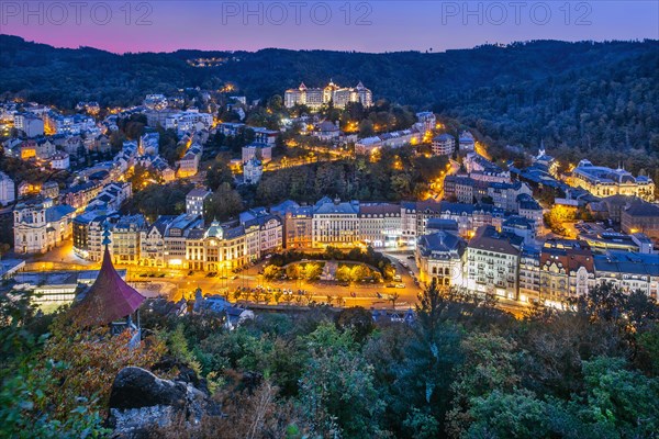 Panorama of the historic centre at dusk