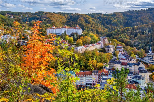 View of the town with the Hotel Imperial in autumn