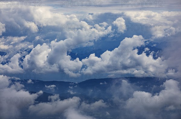 Dramatic cloudy sky on the Gerlitzen with a view of the Klagenfurt basin