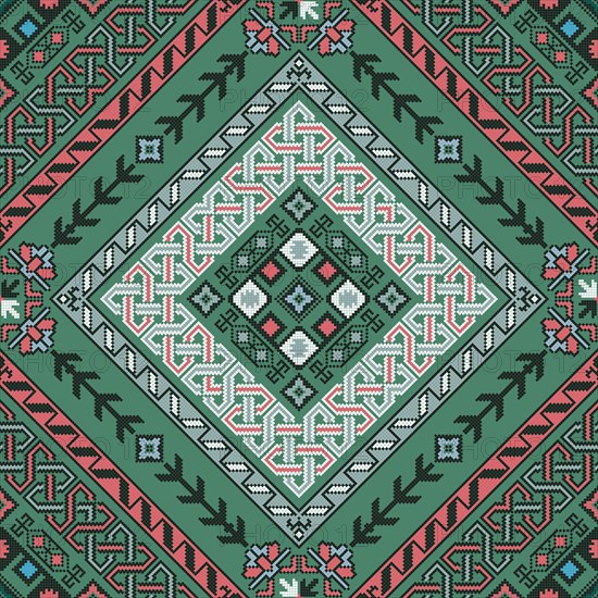 Traditional Georgian folk art embroidery vector pattern