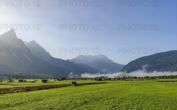 Morning fog on the Wetterstein mountains