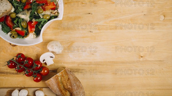 Bread vegetables near salad