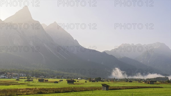 Morning fog on the Wetterstein mountains