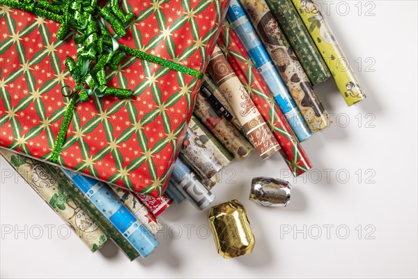 Several rolls of wrapping paper