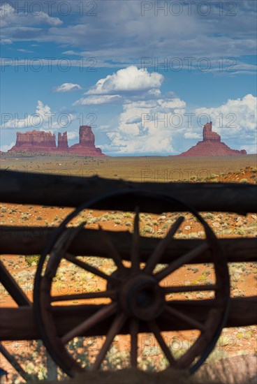 Carriage wheel at Monument Valley