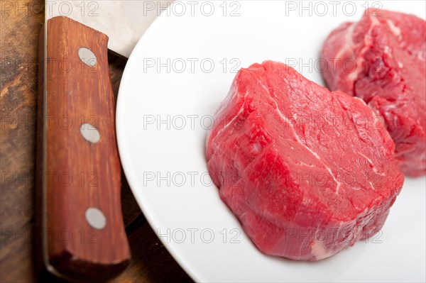 Fresh raw beef filet mignon cut ready to cook