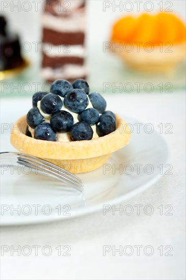 Fresh blueberry cream cupcake homemade closeup macro