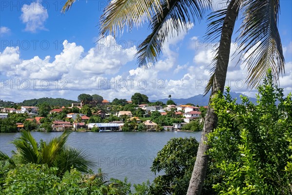 View over one of the hamlets of Les Trois-Ilets on the Diamant peninsula on the French island of Martinique in the Caribbean Sea