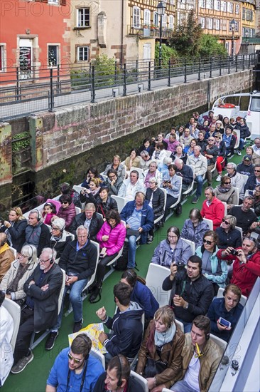 Tourists in open bateau mouche