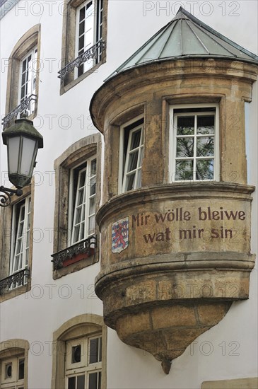 Medieval facade at the Marche aux Poissons in Luxembourg