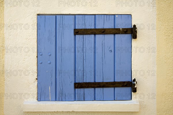 Blue wooden sunblinds