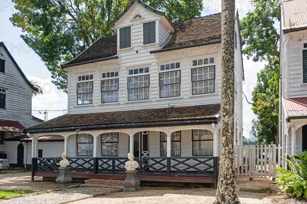 Dutch white wooden colonial officer's house at Fort Zeelandia