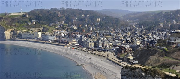 View over Etretat from the Porte D'Aval