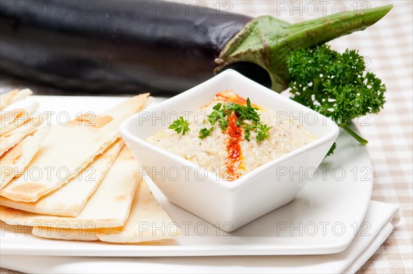 Fresh traditional moutabal baba ghanoush eggplant dip