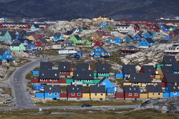 Colourful houses at the town Ilulissat