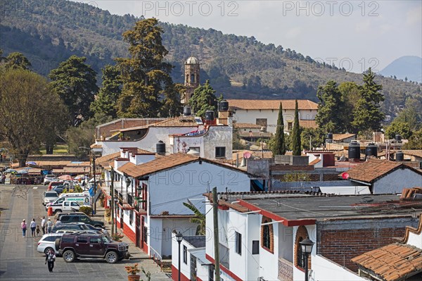 The village Tzintzuntzan on the northeast shore of Lake Patzcuaro