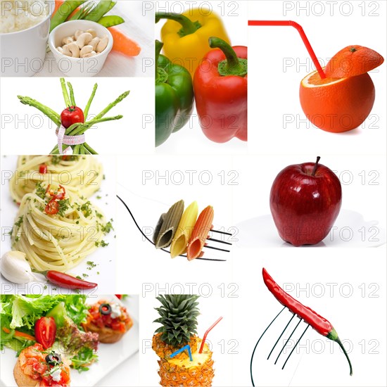 Organic Vegetarian Vegan dietetic food collage bright mood