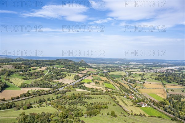 View from Hohentwiel into Hegau with the A81 motorway