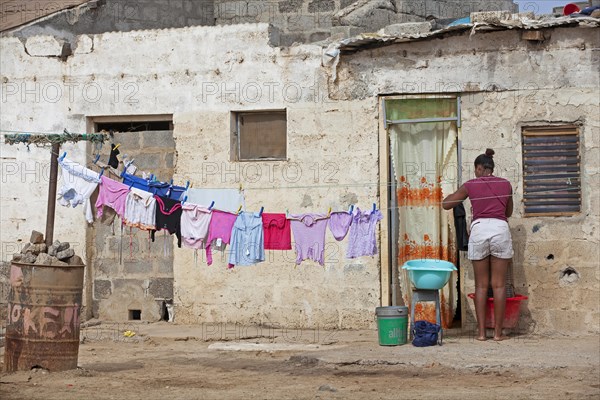 Laundry day in the fishing village Palmeira on the island of Sal