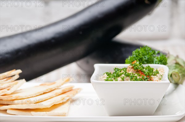 Fresh traditional moutabal baba ghanoush eggplant dip