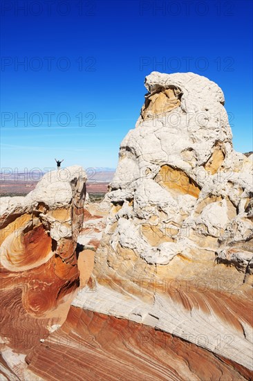 Hiker in White Pocket Canyon