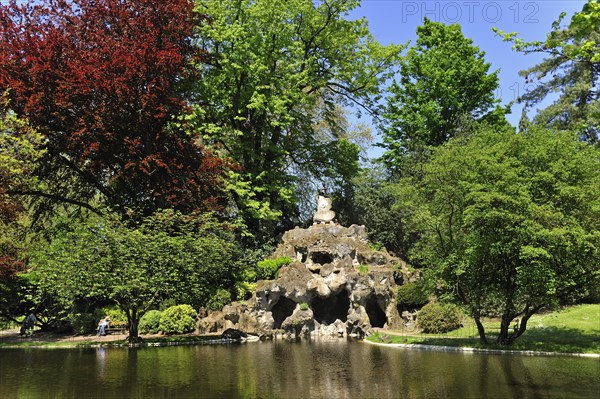 Artificial cave and pond in the Citadel park at Ghent