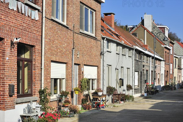 Alley with former working-class houses near brickyard at Boom