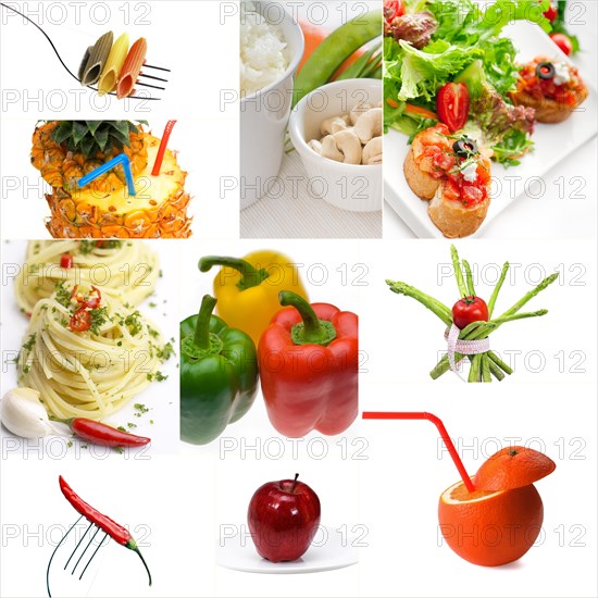 Organic Vegetarian Vegan dietetic food collage bright mood