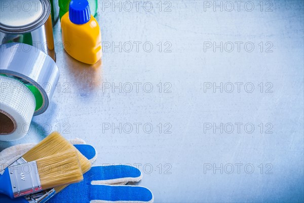 construction colour article on metallic background copy room picture maintenance concept