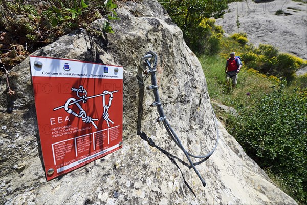 Hikers on the via ferrata above Castelmezzano