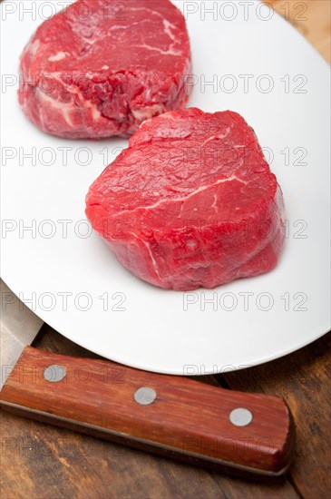 Fresh raw beef filet mignon cut ready to cook