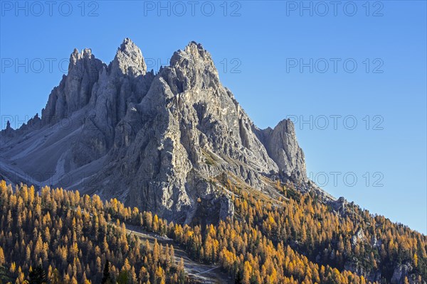 North face of the mountain Cadini di Misurina in autumn