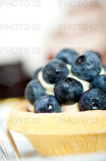 Fresh blueberry cream cupcake homemade closeup macro