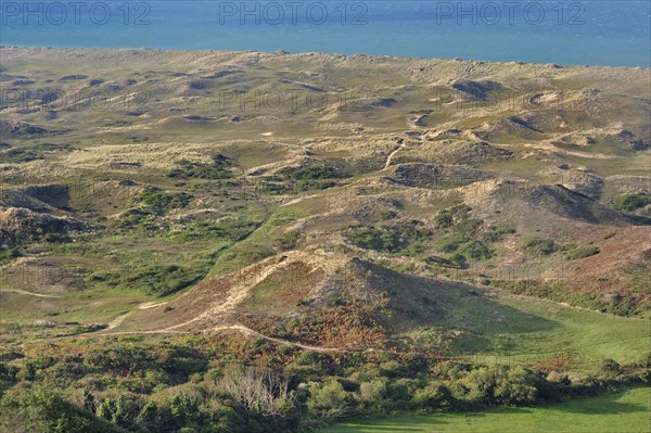 View over the dunes of the Mare De Vauville Nature Reserve