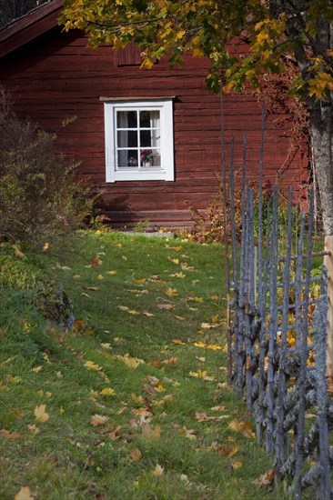 Traditional red wooden farmhouse