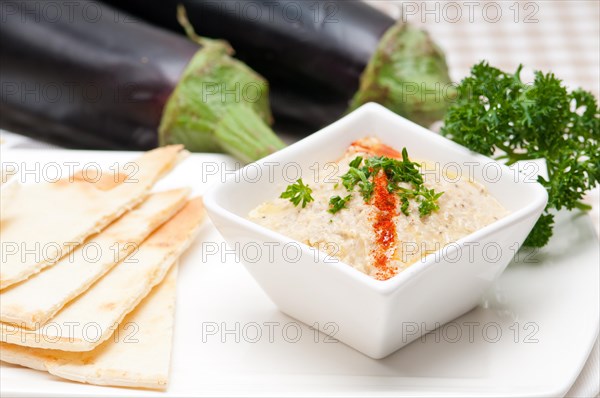 Fresh traditional moutabal baba ghanoush eggplant dip