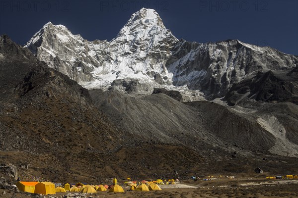 Ama Dablam Base Camp seen on a clear