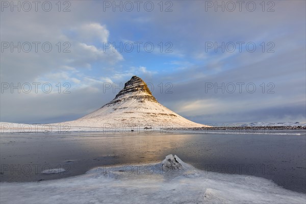 Frozen pond and Kirkjufell