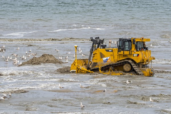 Bulldozer used for sand replenishment